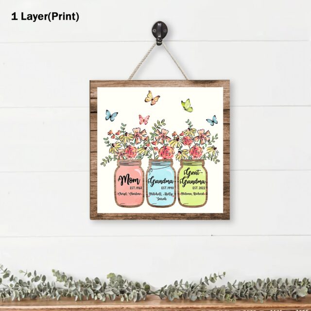 Personalized Great Grandma Wooden Sign – Mother’s Day Gift with Grandkids’ Names