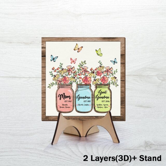 Personalized Great Grandma Wooden Sign – Mother’s Day Gift with Grandkids’ Names