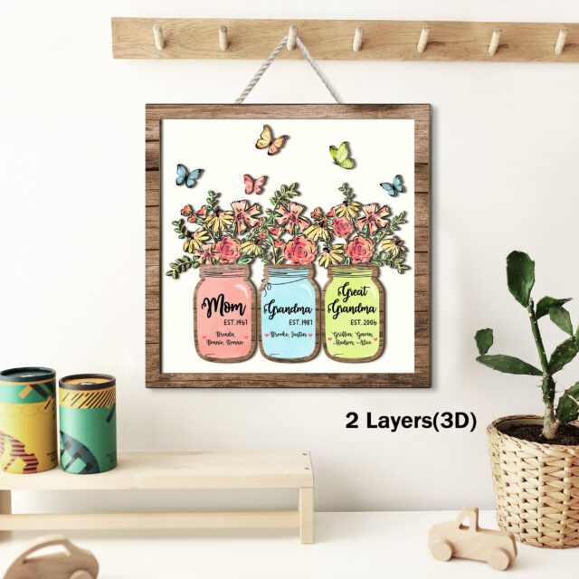 Personalized Great Grandma Wooden Sign – Mother’s Day Gift with Grandkids’ Names