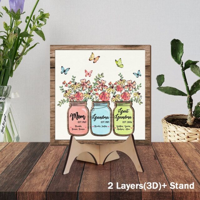 Personalized Great Grandma Wooden Sign – Mother’s Day Gift with Grandkids’ Names