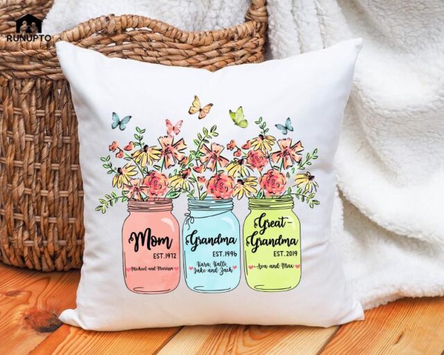 Custom Great Grandma Pillow – Personalized Grandchild Names Gift