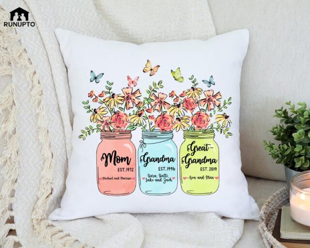 Custom Great Grandma Pillow – Personalized Grandchild Names Gift