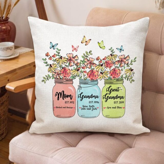 Custom Great Grandma Pillow – Personalized Grandchild Names Gift