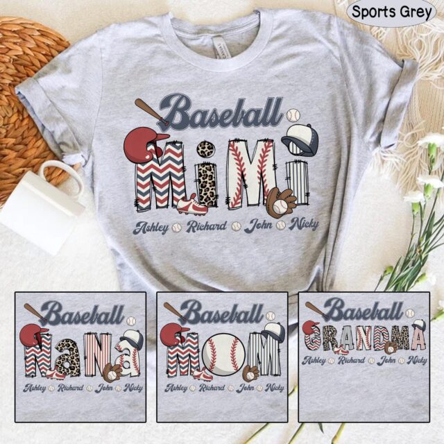 Personalized Baseball Grandma Shirt – Custom Baseball Tee for Mom & Nana