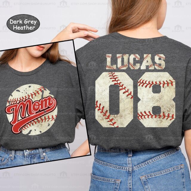 Personalized Baseball Mom Shirt – Custom Sports Mom Tee, Family Baseball Shirt, Mother’s Day Gift