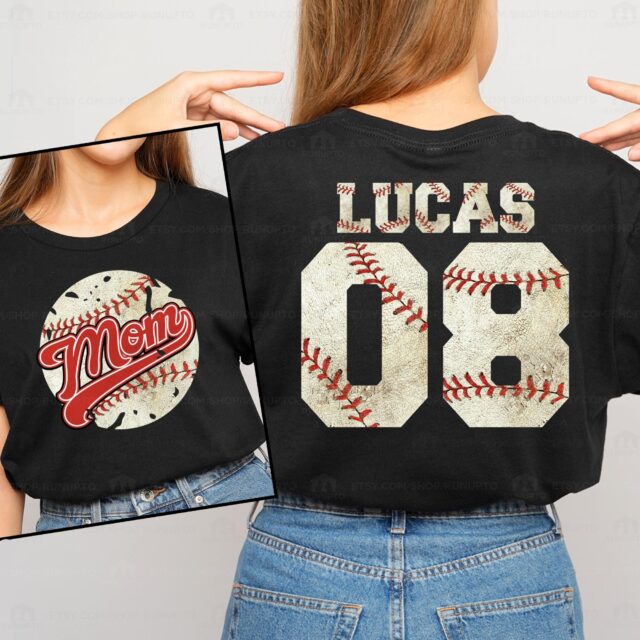Personalized Baseball Mom Shirt – Custom Sports Mom Tee, Family Baseball Shirt, Mother’s Day Gift