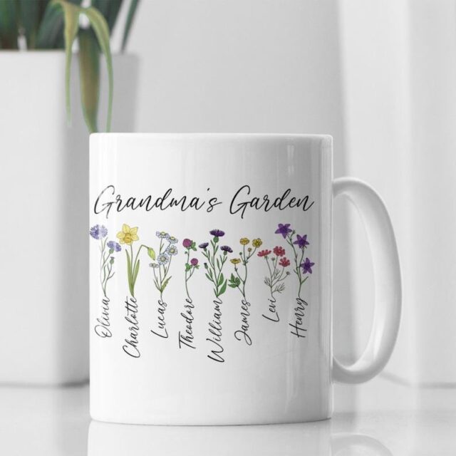 Custom Birth Month Flowers Grandma Plant Pot – Personalized Grandma’s Garden Gift
