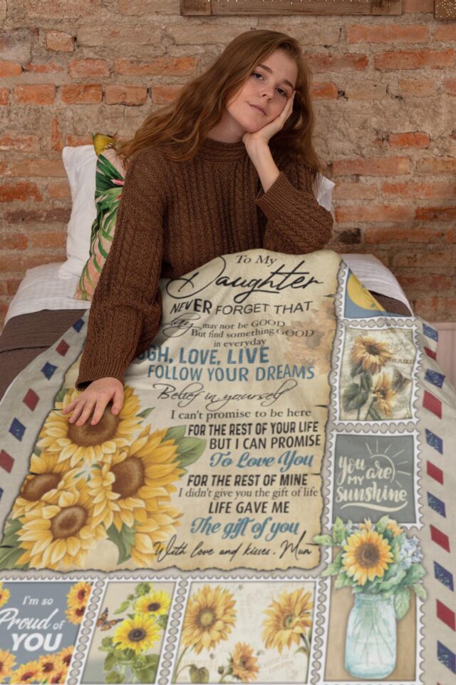 To My Daughter Blanket Sunflower Family Gift from Mom