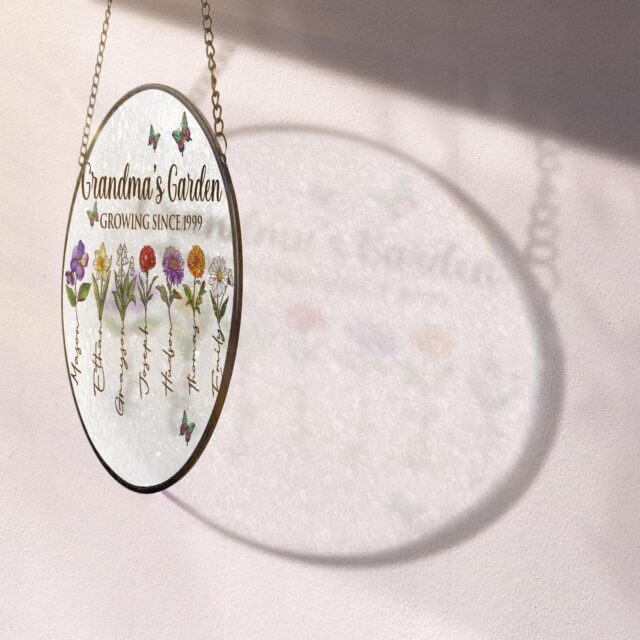 Grandma’s Garden Birth Month Flower Stained Glass Suncatcher