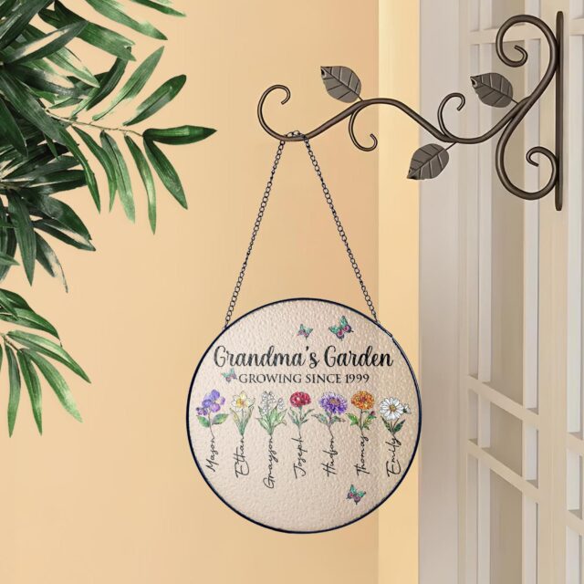 Grandma’s Garden Birth Month Flower Stained Glass Suncatcher