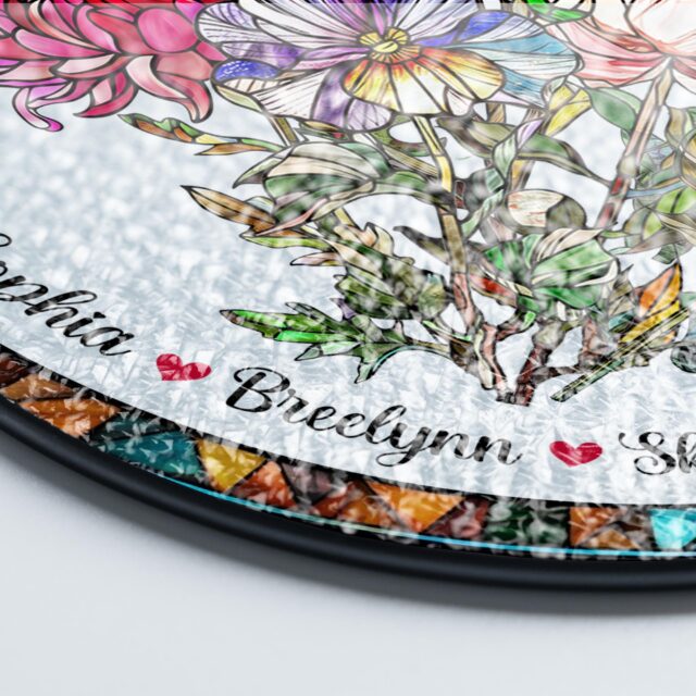 Custom Grandma’s Garden Suncatcher with Birth Month Flowers & Grandkids’ Names