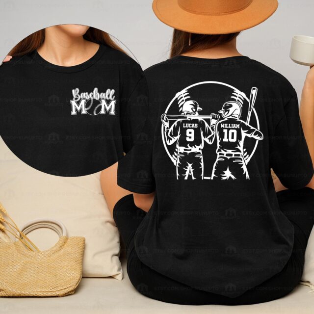 Personalized Baseball Mom Shirt – Custom Name & Number Sports Tee