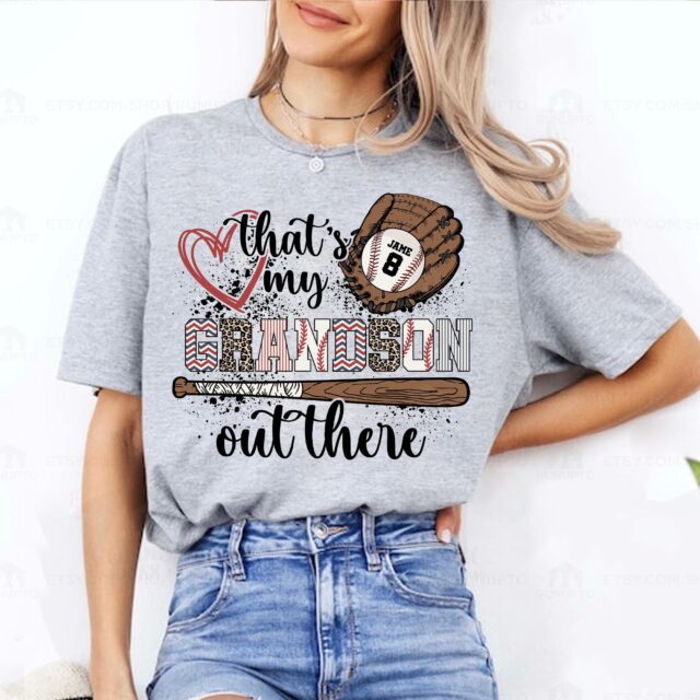 Baseball Grandma Shirt Thats My Grandson Out There Custom Baseball Tee