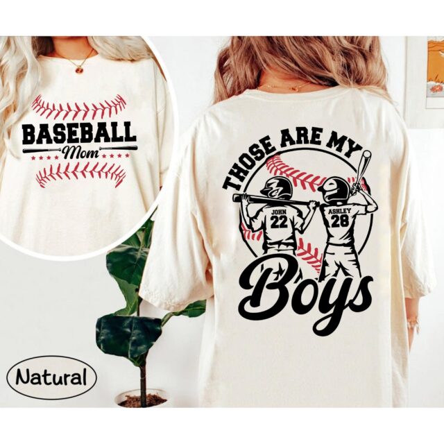 Custom Baseball Mom Shirt Personalized Team Tee with Name & Number