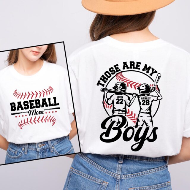 Custom Baseball Mom Shirt Personalized Team Tee with Name & Number