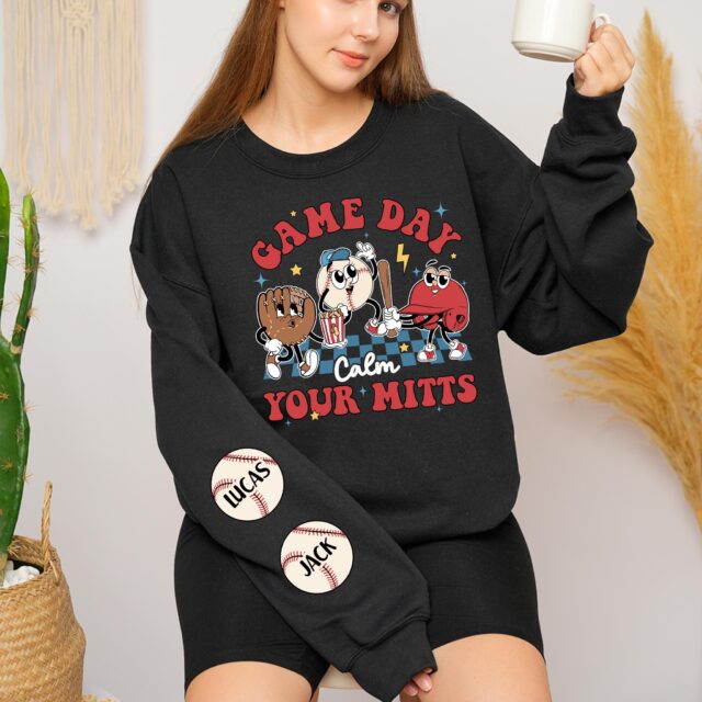 Personalized Baseball Mama Sweatshirt – Custom Name Game Day Shirt
