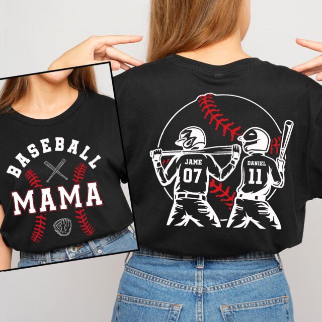 Custom Baseball Mom Shirt – Personalized Name & Number, Game Day Tee for Baseball Moms