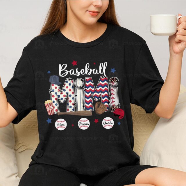 Personalized Baseball Mama Shirt – Custom Name Shirt for Mom & Nana