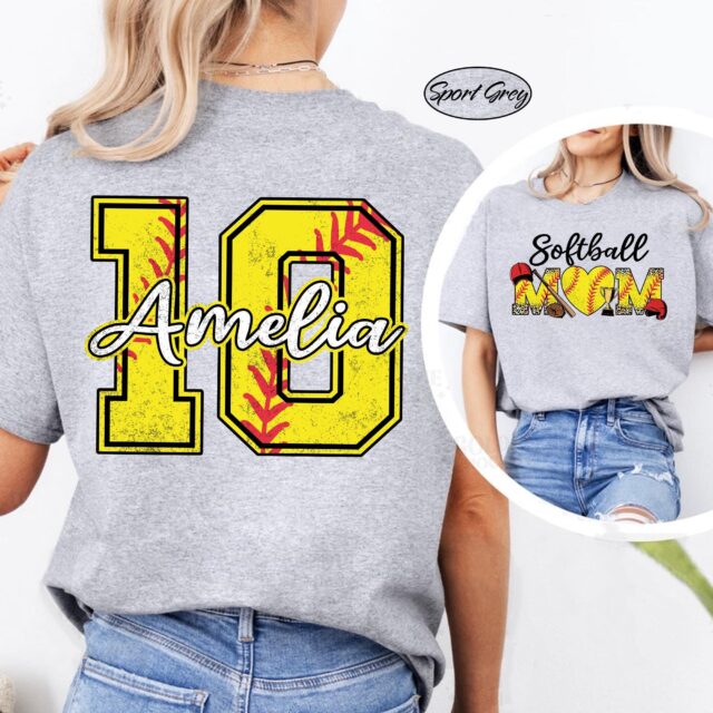 Custom Softball Mom Shirt – Name & Number Softball Tee for Game Day