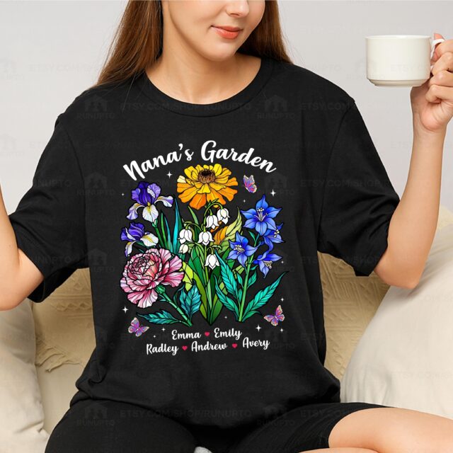 Custom Grandma’s Garden Shirt – Personalized Birth Month Flower Tee for Mother’s Day