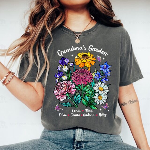 Custom Grandma’s Garden Shirt – Personalized Birth Month Flower Tee for Mother’s Day