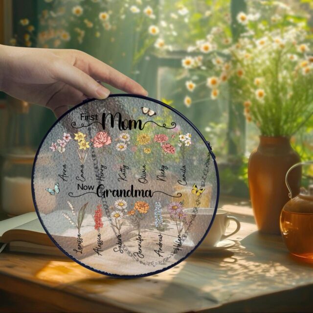 Personalized Birth Month Flower Garden Suncatcher Stained Glass