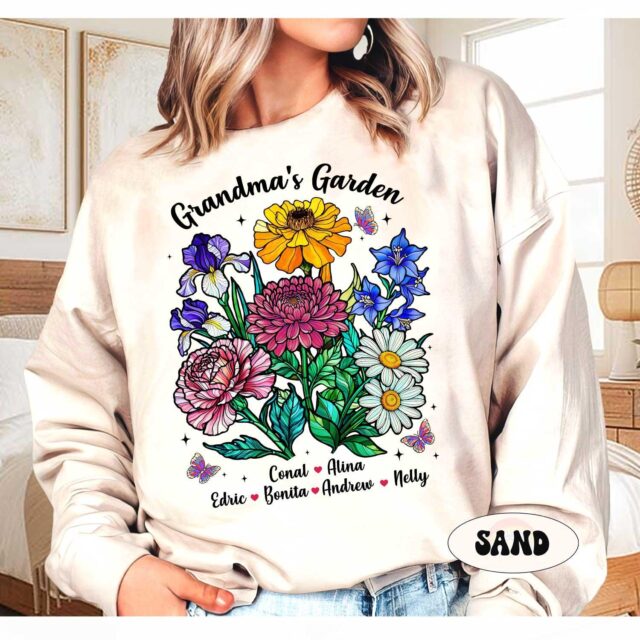 Custom Grandma’s Garden Shirt – Personalized Birth Month Flower Tee for Mother’s Day