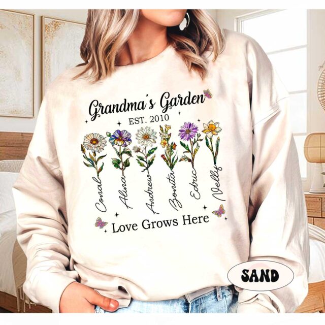 Personalized Grandma’s Garden Shirt – Custom Birth Month Flower Tee, Mother’s Day Gift