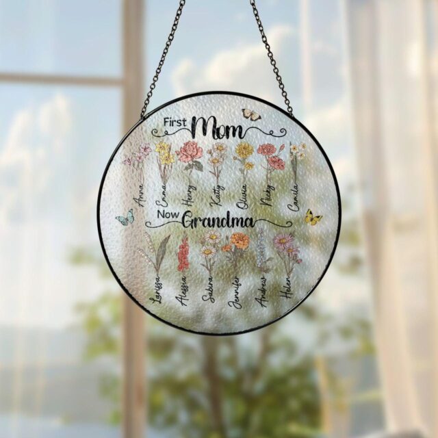Personalized Birth Month Flower Garden Suncatcher Stained Glass