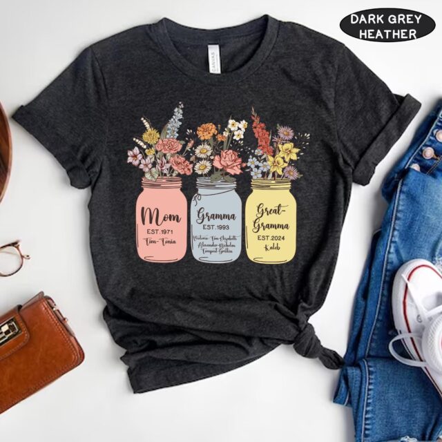 Custom Birth Month Flowers Shirt – Personalized Great Grandma Shirt