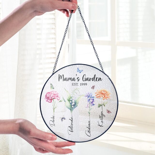 Personalized Birth Month Flowers Suncatcher – Custom Grandma’s Garden Gift