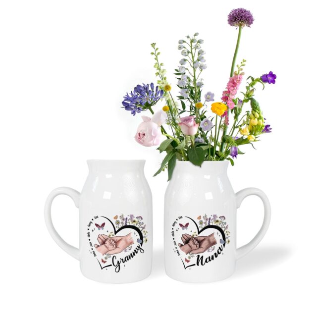 Personalized Gigi Flower Vase – Kid Hands Mom Grandma Vase, Mother’s Day Gift