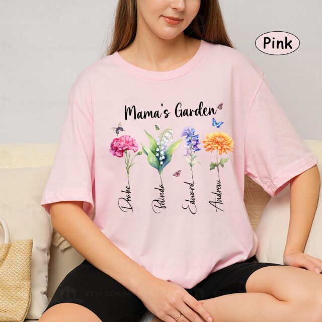 Custom Grandma’s Garden Shirt – Personalized Birth Month Flower Tee for Grandmother
