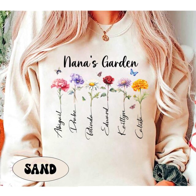 Custom Grandma’s Garden Shirt – Personalized Birth Month Flower Tee for Grandmother