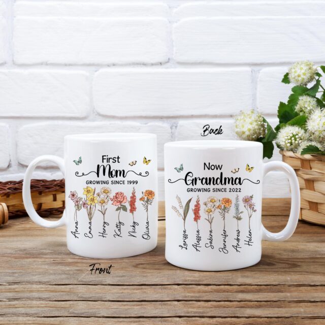 Personalized Grandma’s Garden Mug – First Mom Now Grandma Gift
