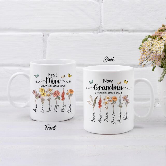 Custom Birth Month Flowers Grandma Plant Pot – First Mom Now Grandma Gift