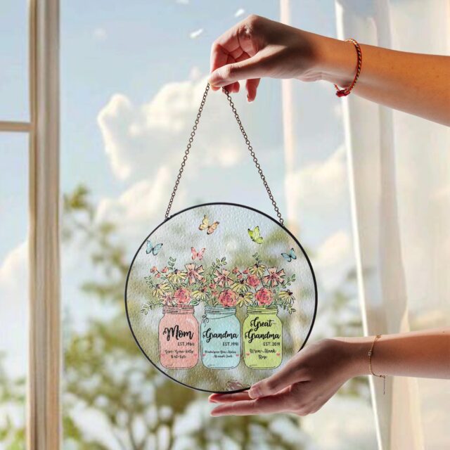 Custom Great Grandma Suncatcher – Personalized Grandma’s Garden Gift