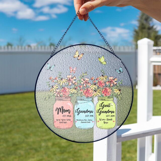 Custom Great Grandma Suncatcher – Personalized Grandma’s Garden Gift