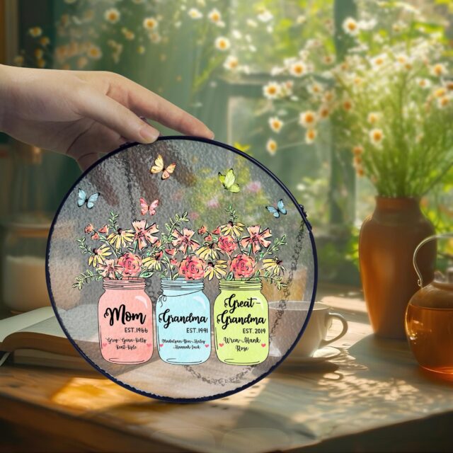 Custom Great Grandma Suncatcher – Personalized Grandma’s Garden Gift