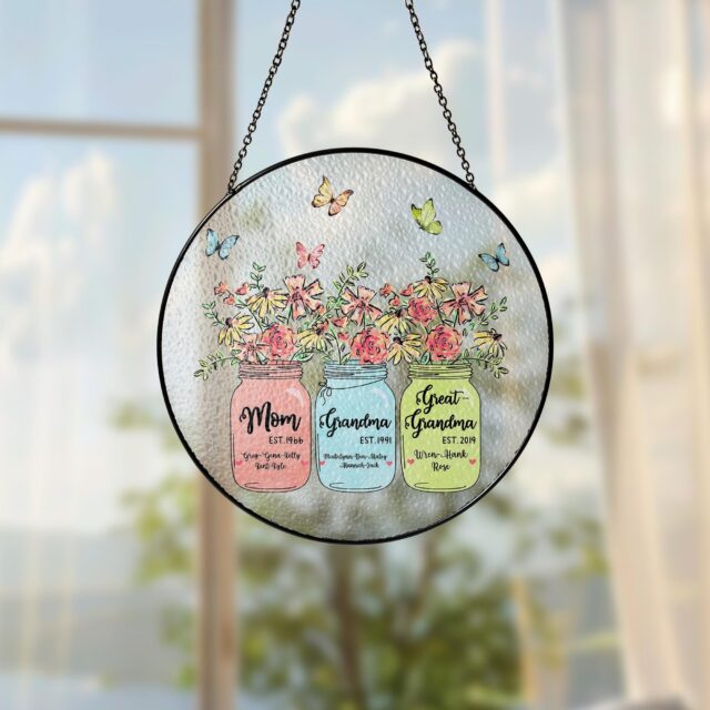 Custom Great Grandma Suncatcher – Personalized Grandma’s Garden Gift