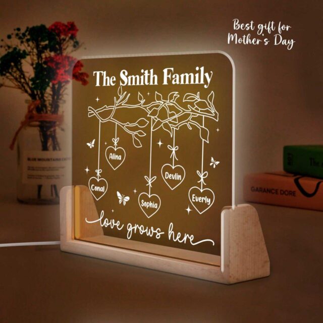 Custom Family Tree Night Light – Personalized Gift for Mom