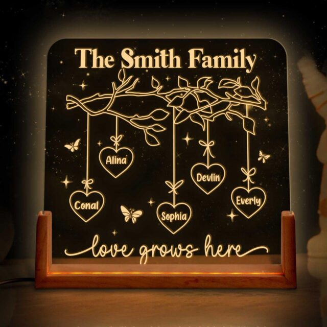 Custom Family Tree Night Light – Personalized Gift for Mom