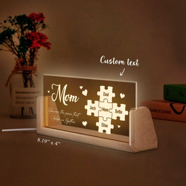 Personalized Mother’s Day Puzzle Photo Night Light – Custom Gift for Mom & Grandma