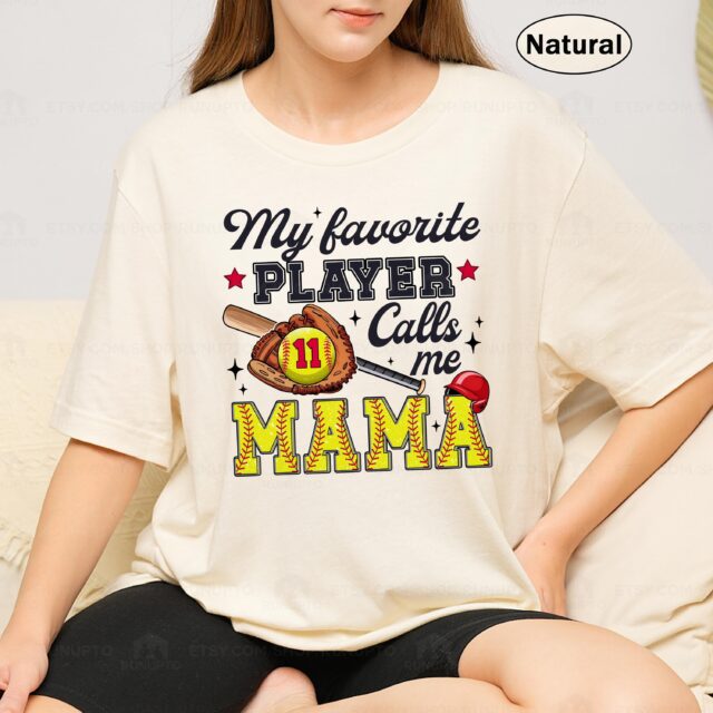 Custom Softball Mom Shirt – My Favorite Players Call Me Mama Tee