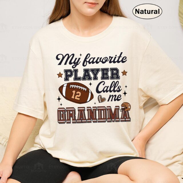 Custom Football Grandma Shirt – My Favorite Player Calls Me Mama Tee