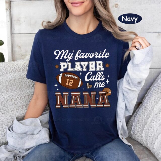 Custom Football Grandma Shirt – My Favorite Player Calls Me Mama Tee