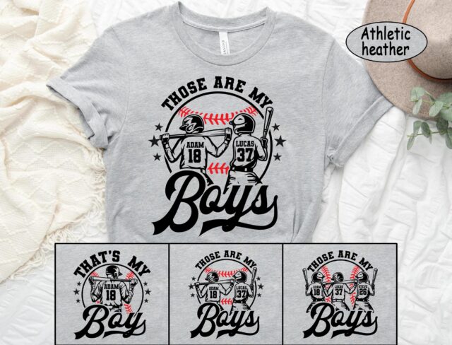 Personalized Baseball Shirt – Custom Baseball Mom Tee, “Those Are My Boys” with Name & Number