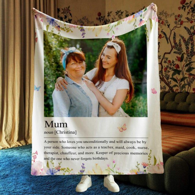 Personalized Photo Mom Blanket – Custom Mother’s Day & Birthday Gift from Daughter