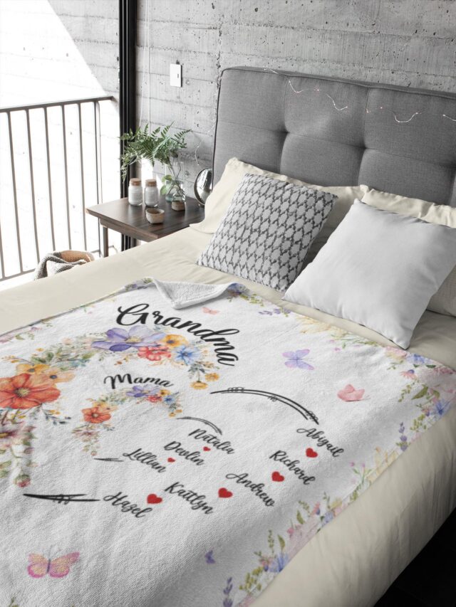 Personalized Grandma Heart Blanket – Custom “First Mom, Now Grandma” Gift