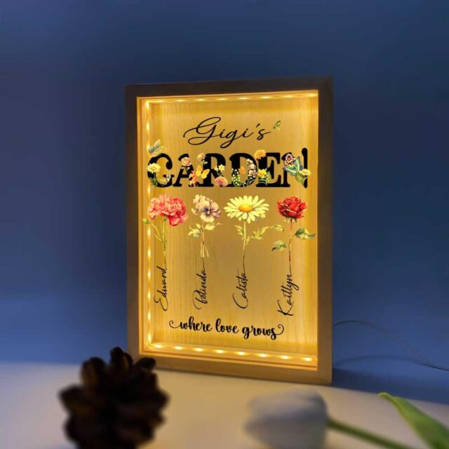 Personalized Grandma’s Garden Night Light Box – Birth Month Flower Gift